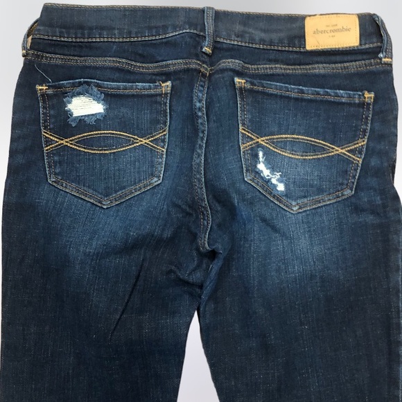 NWOT Abercrombie KIDS sz 16 Girls DARK DENIM DESTRUCTED  Skinny Jeggings - Picture 5 of 11